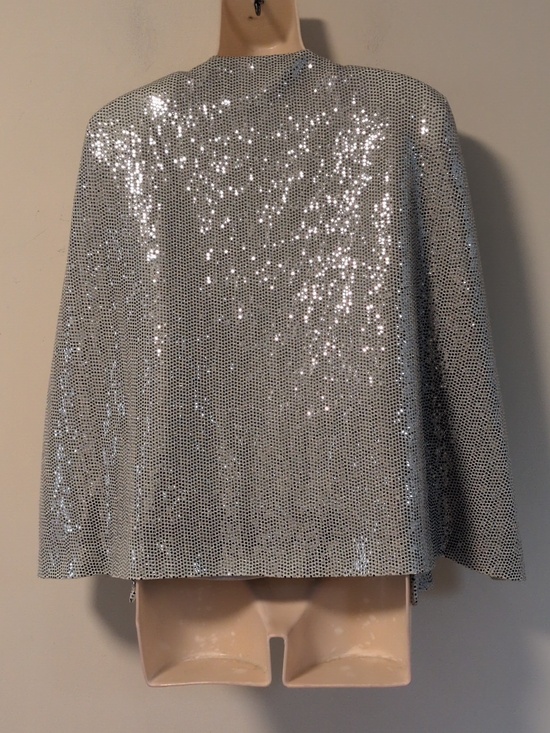 Zara Silver Sequin Cape Blazer S - Picture 9 of 16